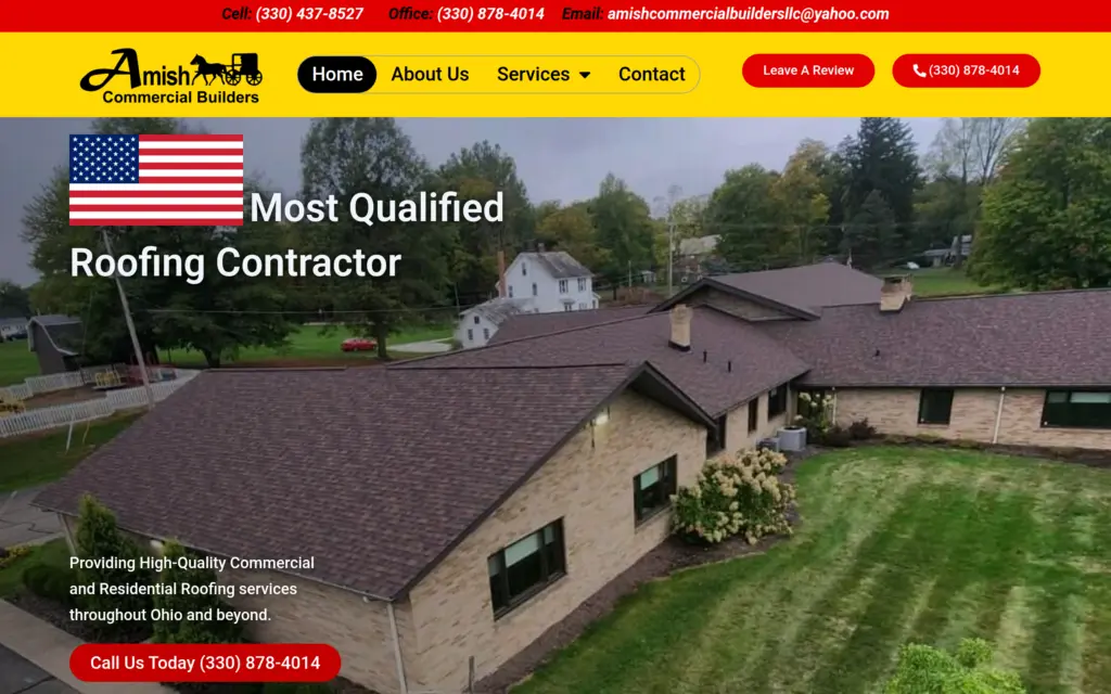 Amish Commercial Builders website by Yoder Websites
