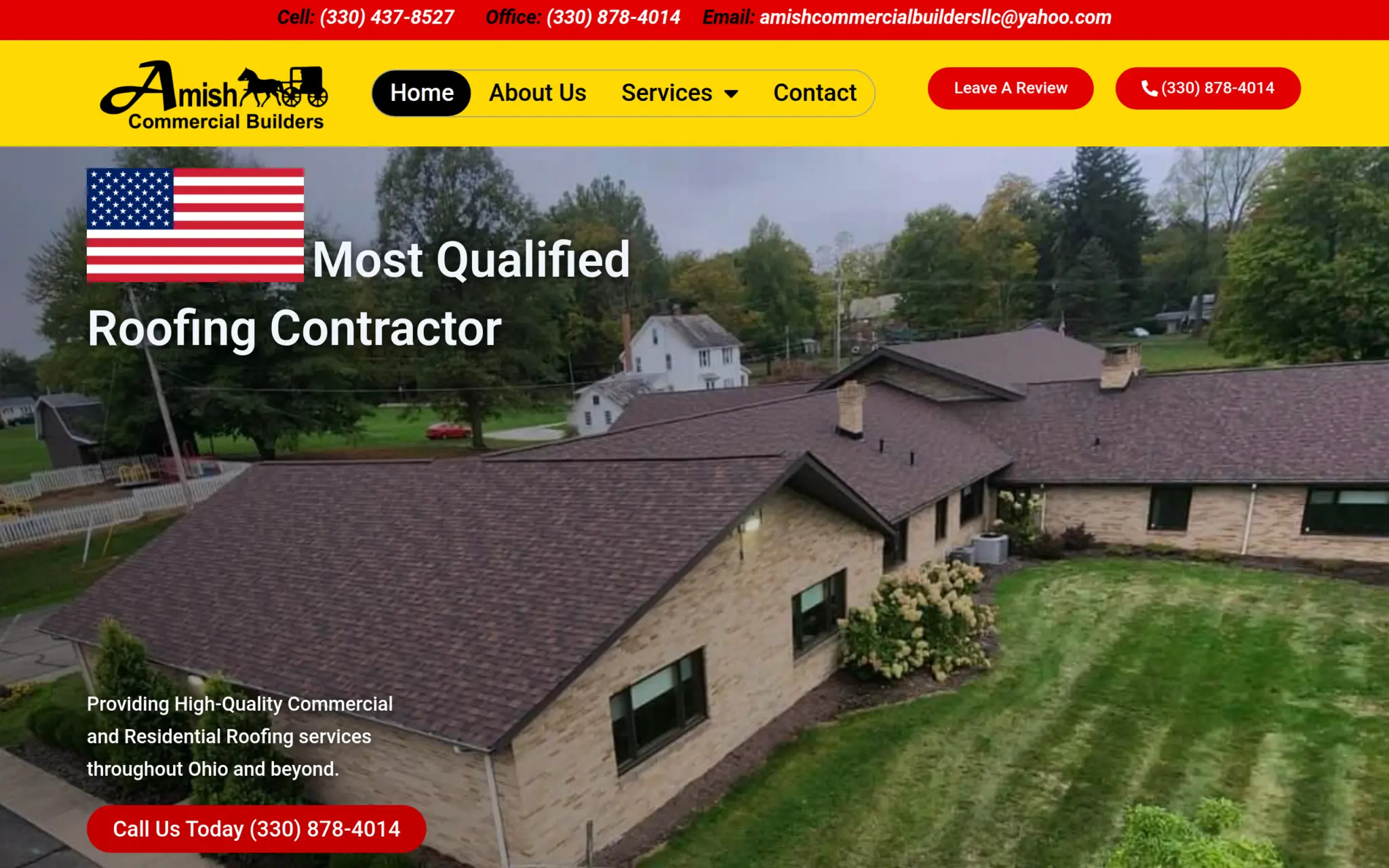 Amish Commercial Builders website homepage