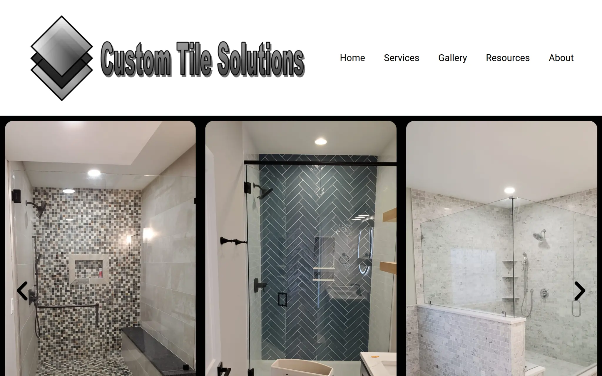 Custom Tile Solutions website homepage