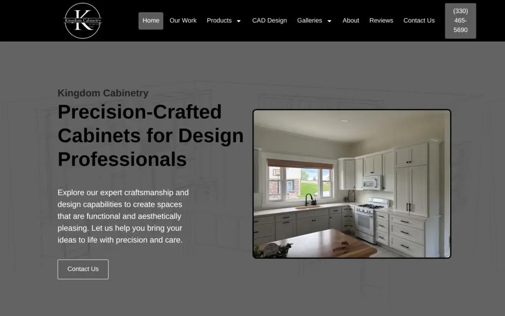 Kingdom Cabinetry website by Yoder Websites