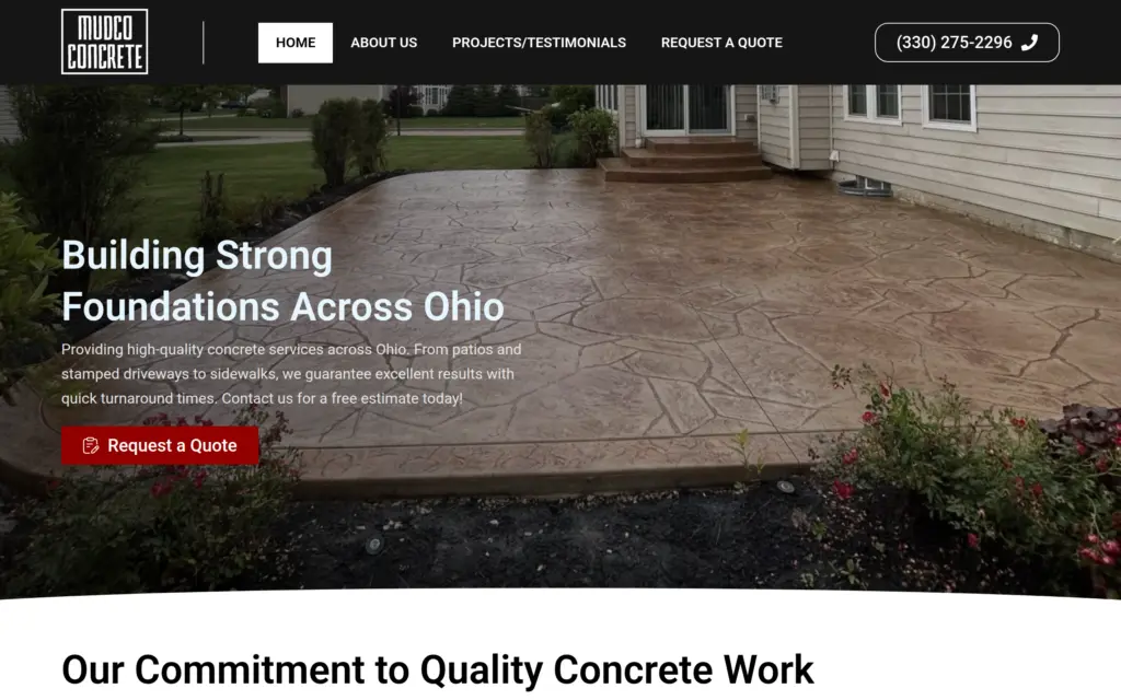 Mudco Concrete website by Yoder Websites