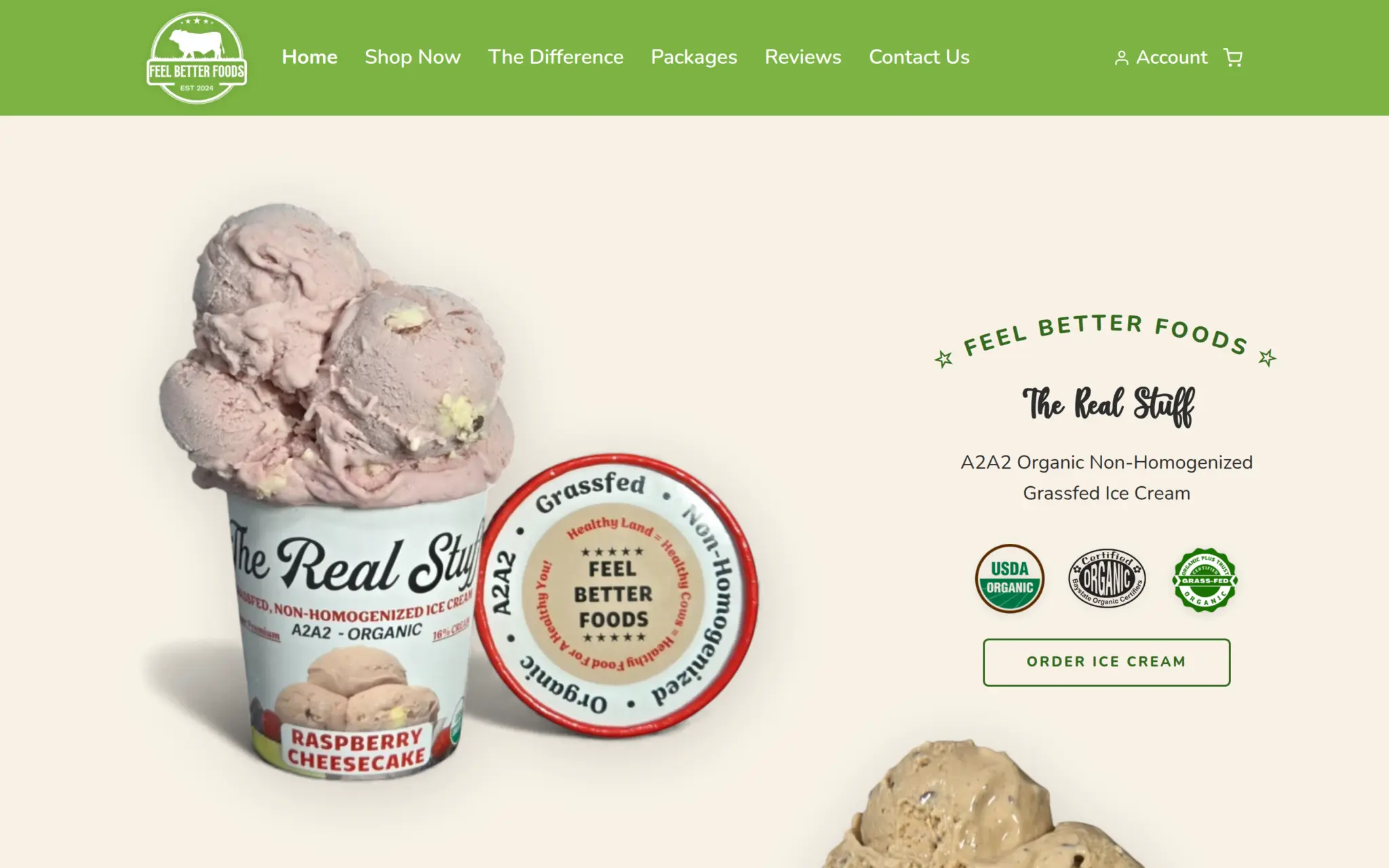 Feel Better Foods website homepage