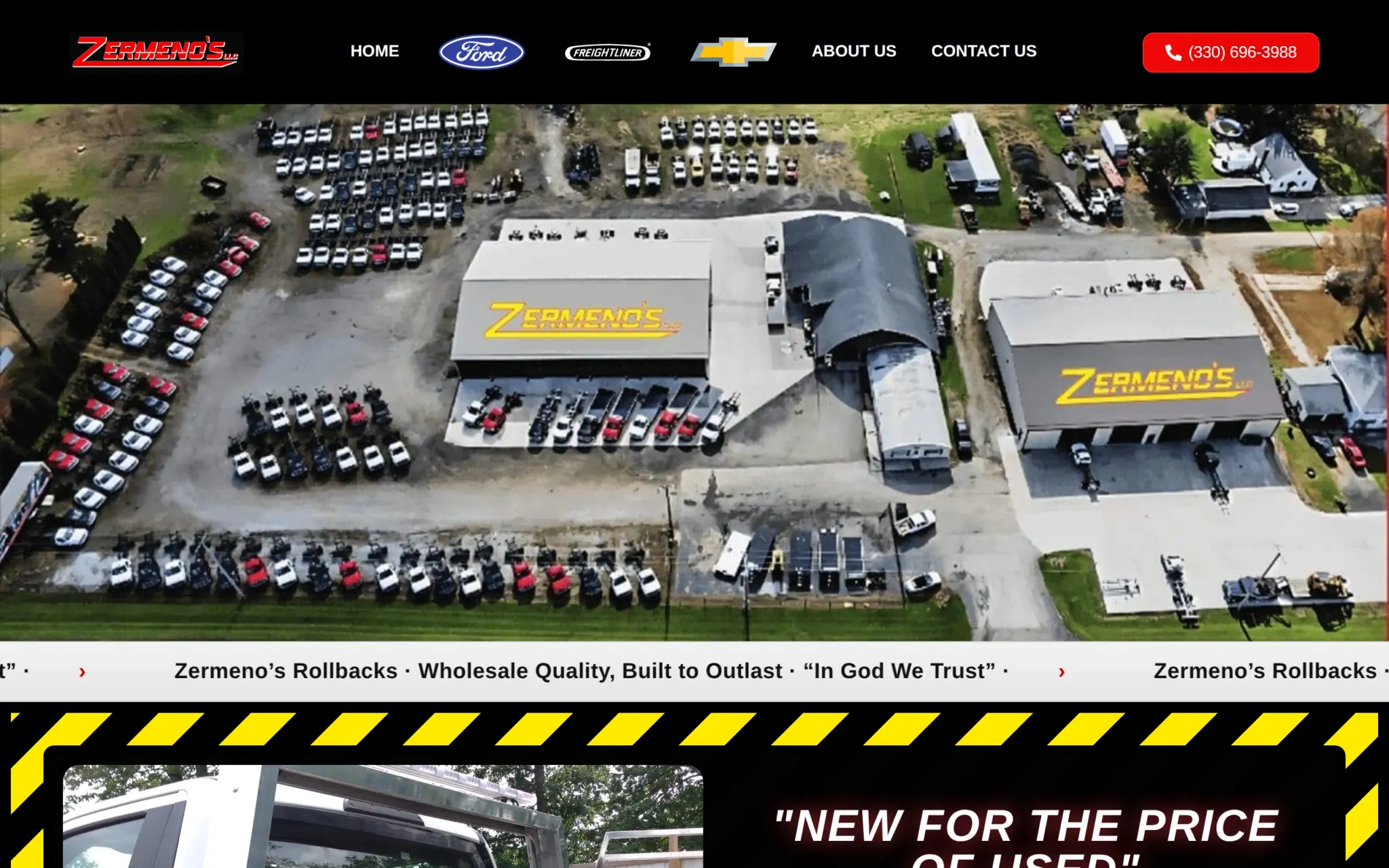 Zermeno’s Rollback Tow Trucks website homepage