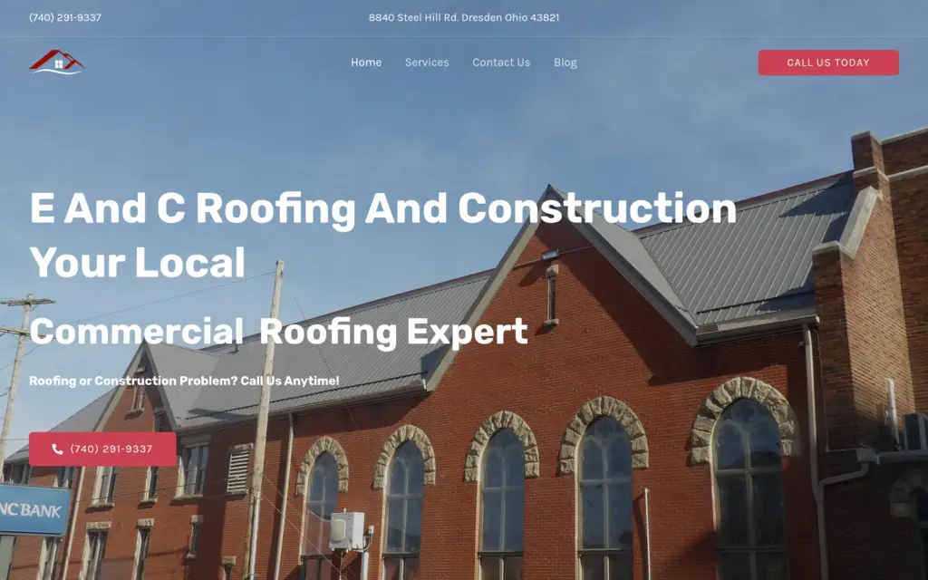 E and C Roofing & Construction website by Yoder Websites