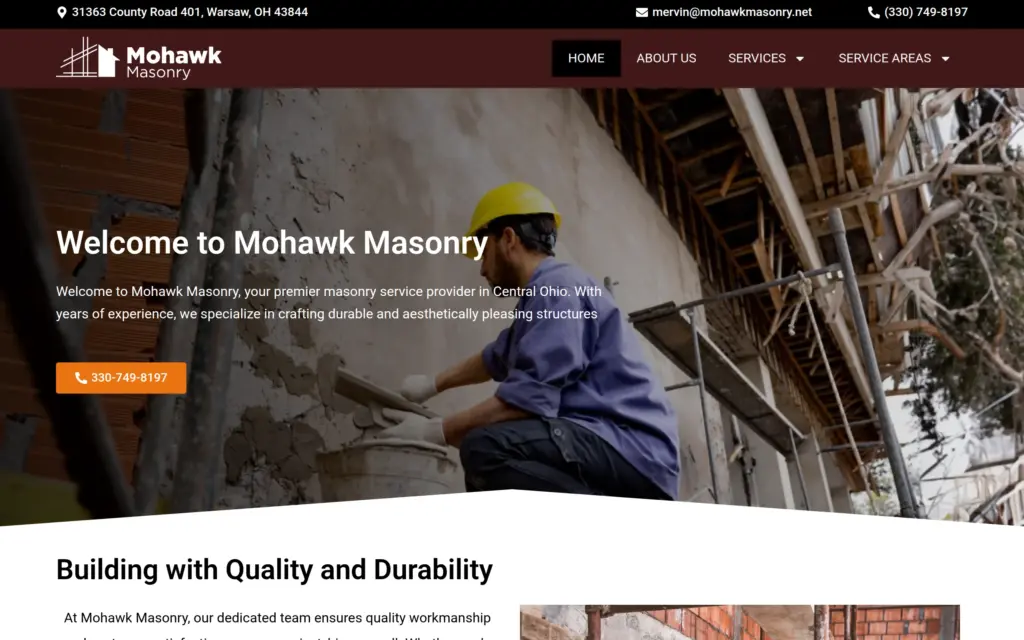 Mohawk Masonry website by Yoder Websites