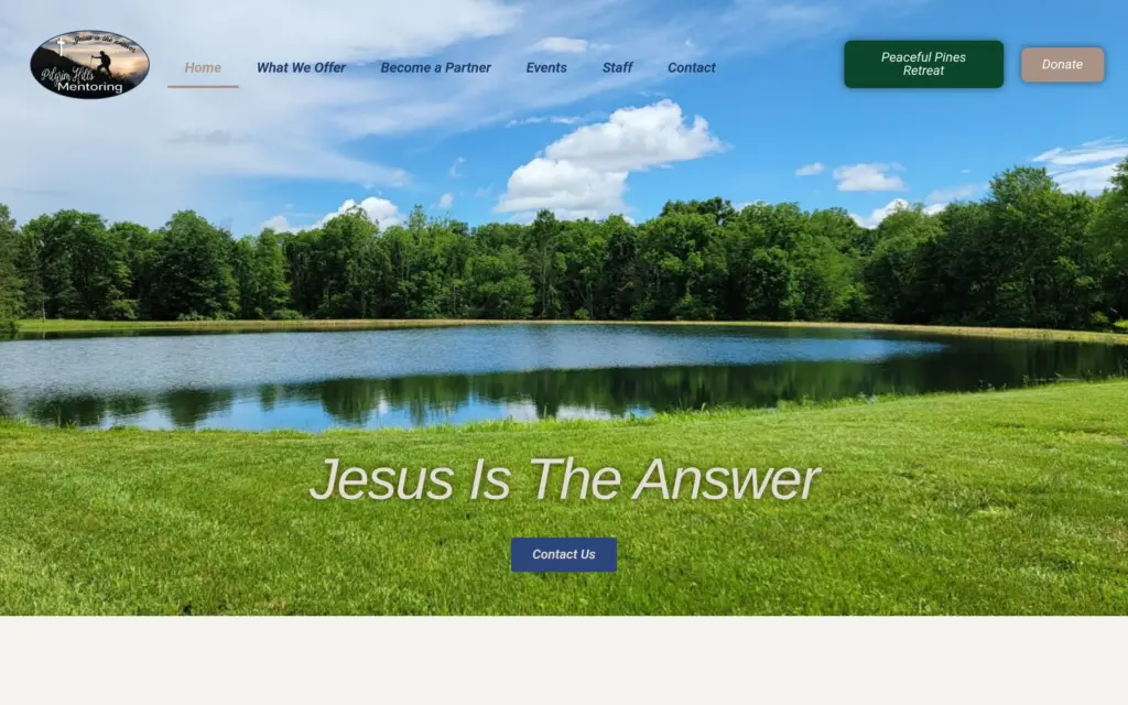 Pilgrim Hills Mentoring website by Yoder Websites