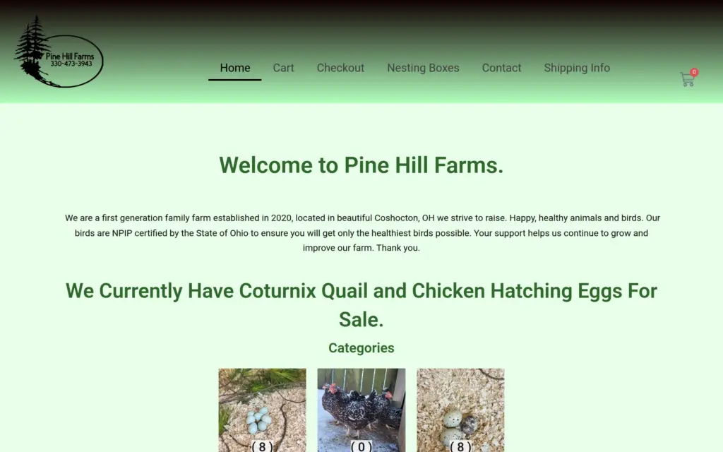 Pine Hill Farms website by Yoder Websites